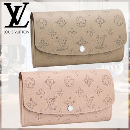 Louis Vuitton IRIS Monogram Plain Leather Folding Wallet Logo Long Wallets 