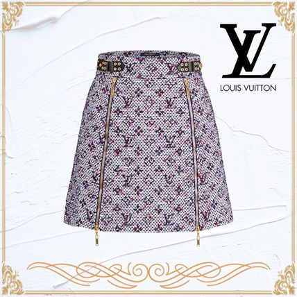 Louis Vuitton MONOGRAM 2020 21AW Pencil Skirts Short Monogram Wool Tweed Nylon Cotton 1A6188 