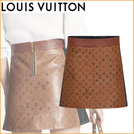 Louis Vuitton MONOGRAM Short Monogram Silk Leather Logo Mini Skirts 1A82RR 1A82RQ 1A82RP 1A82RO 1A82RN 