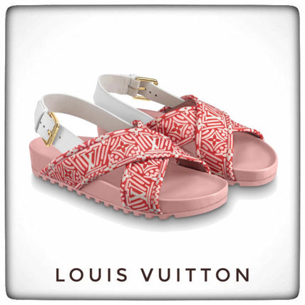 Louis Vuitton 2020 SS Open Toe Casual Style Unisex Leather Sport Sandals