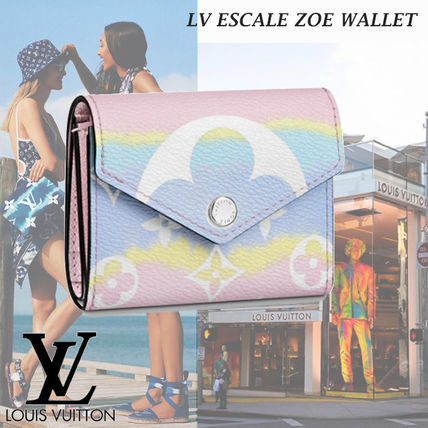 Louis Vuitton MONOGRAM 2020 SS Monogram Canvas Tie dye Leather Folding Wallet Logo 