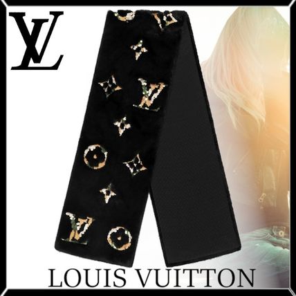 Louis Vuitton MONOGRAM Street Style Knit  Fur Scarves M74356 