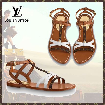 Louis Vuitton 2020 SS Monogram Open Toe Round Toe Casual Style Blended Fabrics 1A65VT 