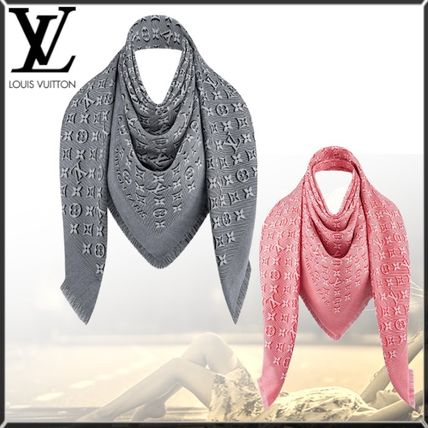 Louis Vuitton MONOGRAM Street Style Knit  Fur Scarves M76363 