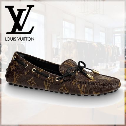 Louis Vuitton MONOGRAM Monogram Plain Toe Moccasin Rubber Sole Casual Style 1A3QNY 