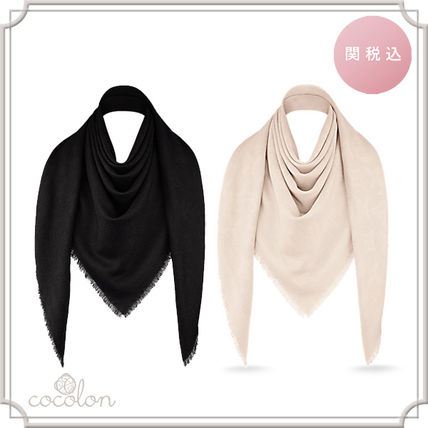 Louis Vuitton 2018 Cruise 18SS NATTE MONOGRAM SHAWL WOOL FRINGE CARVESHAWL 