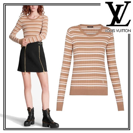 Louis Vuitton 2020 SS Crew Neck Short Stripes Wool Long Sleeves 1A61X5 