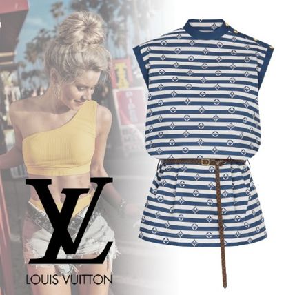 Louis Vuitton 2020 SS Crew Neck Short Stripes Monogram Casual Style Sleeveless 