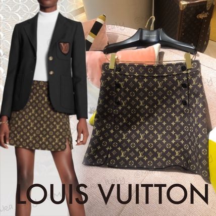 Louis Vuitton 2020 21AW Pencil Skirts Short Monogram Wool Mini Skirts 