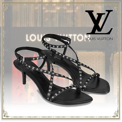 Louis Vuitton 2020 SS Monogram Casual Style Leather Logo Heeled Sandals 