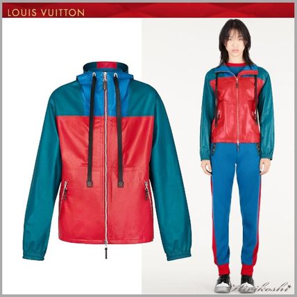 Louis Vuitton 2019 SS Short Monogram Street Style Plain Leather Biker Jackets 
