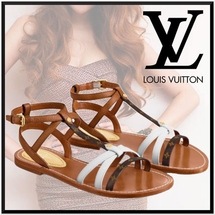 Louis Vuitton MONOGRAM Monogram Leather Logo Sandals 1A65VU 
