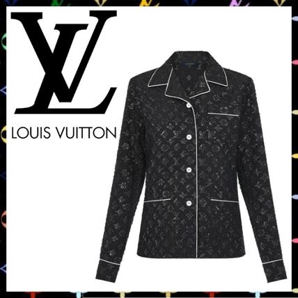 Louis Vuitton MONOGRAM 2020 21AW Black Pajama Top In Monogram Lurex Jacquard 1A82JI 