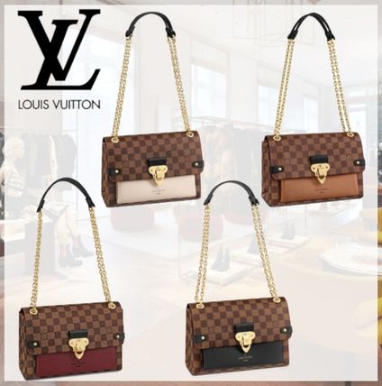 Louis Vuitton DAMIER Calfskin 2WAY Chain Leather Party Style Elegant Style 