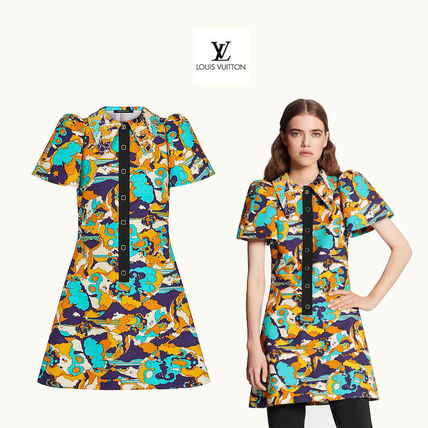 Louis Vuitton 2020 SS Short Casual Style Silk Sleeveless V Neck Medium Party Style 