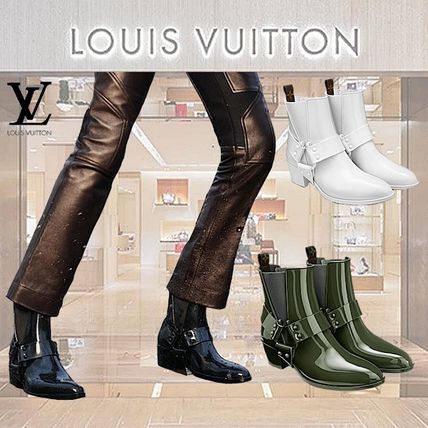Louis Vuitton MONOGRAM 2019 20AW Monogram Rubber Sole Unisex Plain Block Heels Mid Heel Boots 1A66Y0 1A66Y5  1A66XV 