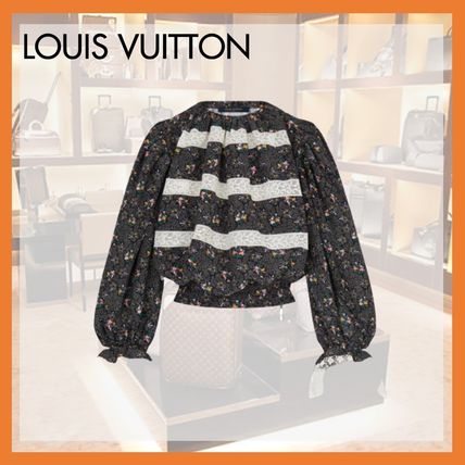 Louis Vuitton 2020 SS Short Flower Patterns Silk Long Sleeves Elegant Style 1A831U 