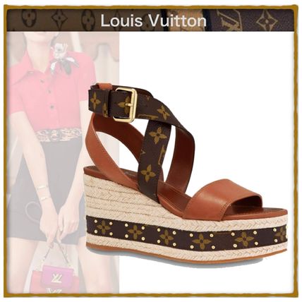 Louis Vuitton 2020 SS Monogram Unisex Platform  Wedge Sandals 1A63W6 
