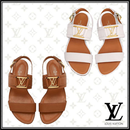 Louis Vuitton 2020 SS Open Toe Casual Style Plain Leather Elegant Style Logo 1A64WS 1A64WD 