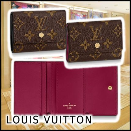Louis Vuitton 2020 21AW Monogram Canvas Leather Folding Wallet Logo Folding Wallets M68704 M68703 