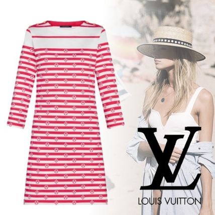 Louis Vuitton 2020 SS Crew Neck Stripes Monogram Casual Style A line Street Style 