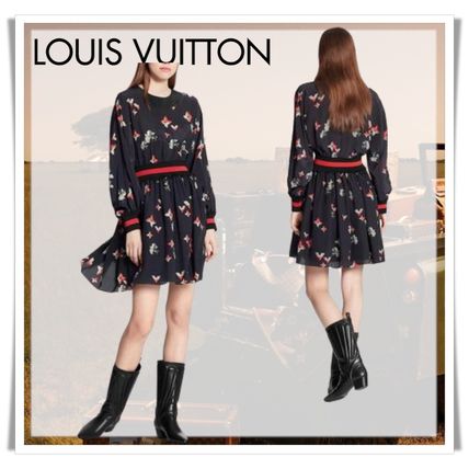 Louis Vuitton MONOGRAM 2020 SS Exclusive Floral Print Mini Dress In Silk Crepe De Chine 1A83PJ 