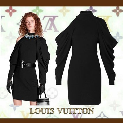 Louis Vuitton 2020 SS Asymmetric Knit Dress With Draped Sleeves 1A62HO 1A62HN 1A62HM 1A62HL 1A62HK 