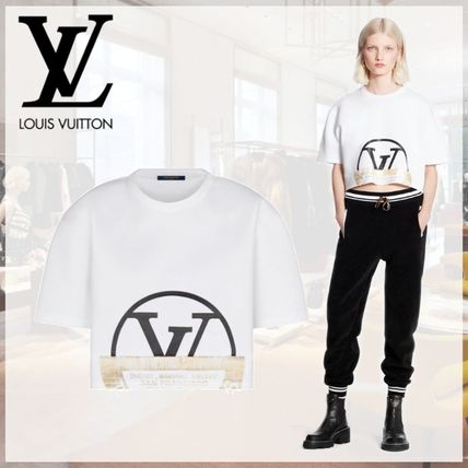 Louis Vuitton Crew Neck Short Monogram Nylon Plain Cotton Short Sleeves 