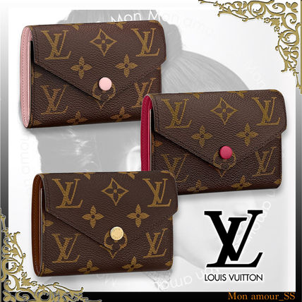 Louis Vuitton PORTEFEUILLE VICTORINE 2020 SS Monogram Bi color Leather Folding Wallet Logo 