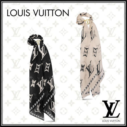 Louis Vuitton 2020 21AW Stripes Monogram Silk Logo Lightweight Scarves  Shawls M76501 M76500 