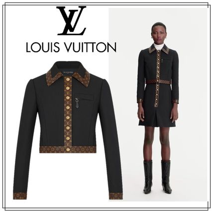 Louis Vuitton 2020 21AW Black Cropped Jacket With Monogram Trim 1A82Z7 