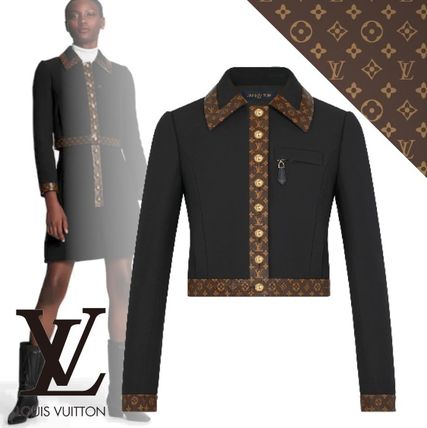 Louis Vuitton MONOGRAM 2019 20AW Black Cropped Jacket With Monogram Trim 1A82Z6 