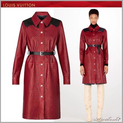 Louis Vuitton 2019 SS Flower Patterns Monogram Studded Long Office Style 