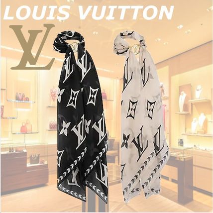 Louis Vuitton 2020 21AW Monogram Silk Bi color Logo Lightweight Scarves  Shawls M76501 M76500 