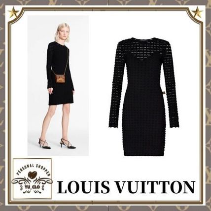 Louis Vuitton Long Sleeved Lace Knit Tube Dress 1A835K 