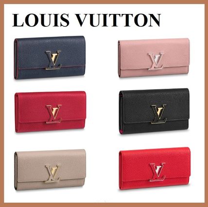 Louis Vuitton CAPUCINES 2020 SS Unisex Plain Leather Logo Long Wallets M61249 M63739 M63738 M61471 M61248 M61250 