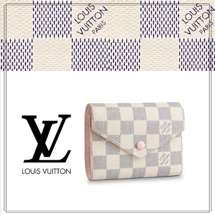 Louis Vuitton DAMIER AZUR 2020 SS Leather Folding Wallet Logo Folding Wallets 