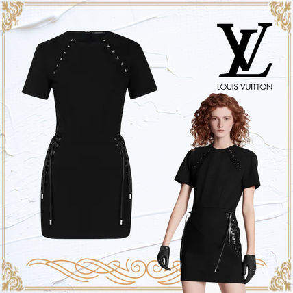 Louis Vuitton 2020 SS Short Casual Style Tight Silk Plain Short Sleeves 1A62MR 