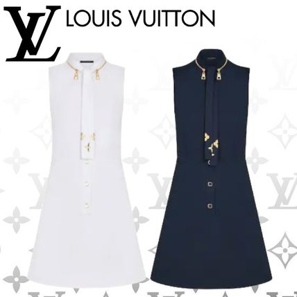 Louis Vuitton 2020 SS Short A line Sleeveless Plain Cotton Elegant Style Dresses 1A7SW7 1A7SW1 