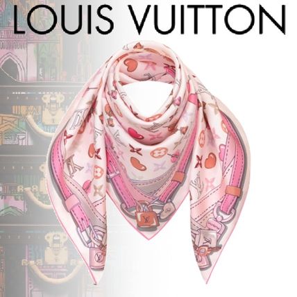 Louis Vuitton Heart Flower Patterns Monogram Casual Style Silk 