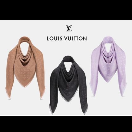 Louis Vuitton MONOGRAM 2020 SS Monogram Wool Silk Knit  Fur Scarves 
