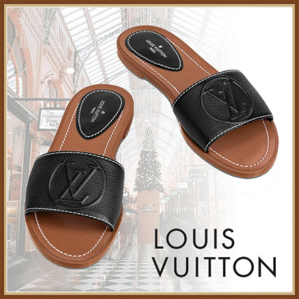 Louis Vuitton Open Toe Platform Casual Style Plain Leather Elegant Style 1A874F 