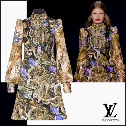 Louis Vuitton 2020 SS Short A line Silk Blended Fabrics Long Sleeves Party Style 1A7SY6 