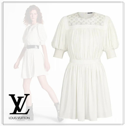 Louis Vuitton 2020 SS Short Monogram Casual Style Silk Plain Short Sleeves Dresses 1A612K 