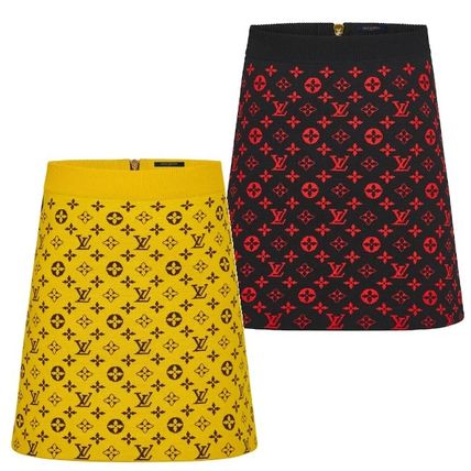 Louis Vuitton MONOGRAM 2020 21AW Short Monogram Wool Logo Mini Skirts 