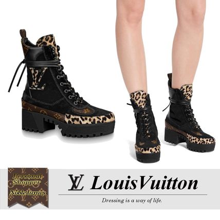 Louis Vuitton MONOGRAM 2019 20AW Monogram Leopard Patterns Platform Rubber Sole Lace up 1A5NNV 