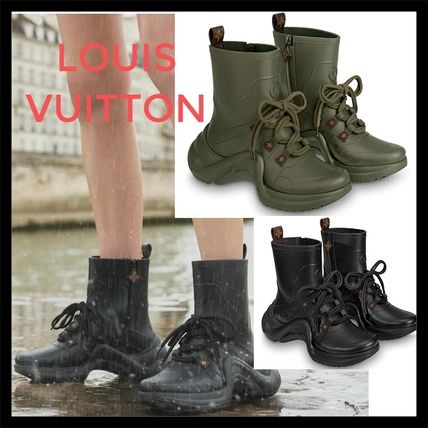 Louis Vuitton Flower Patterns Plain Toe Round Toe Rubber Sole Casual Style 1A67BH 1A67BA 