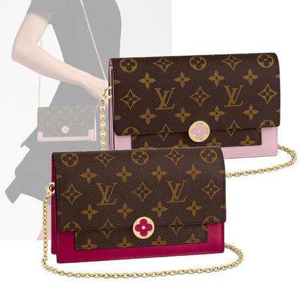 Louis Vuitton Monogram Calfskin Canvas Chain Wallet Logo Accessories 