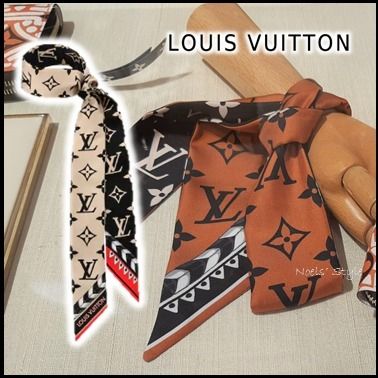 Louis Vuitton 2020 21AW Monogram Silk Logo Knit  Fur Scarves M76498 M76497 