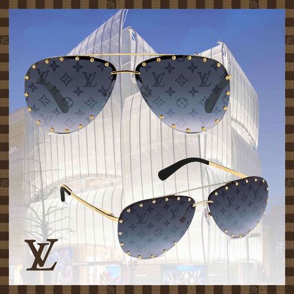 Louis Vuitton MONOGRAM Blended Fabrics Studded Street Style Round Sunglasses Z1365U 
